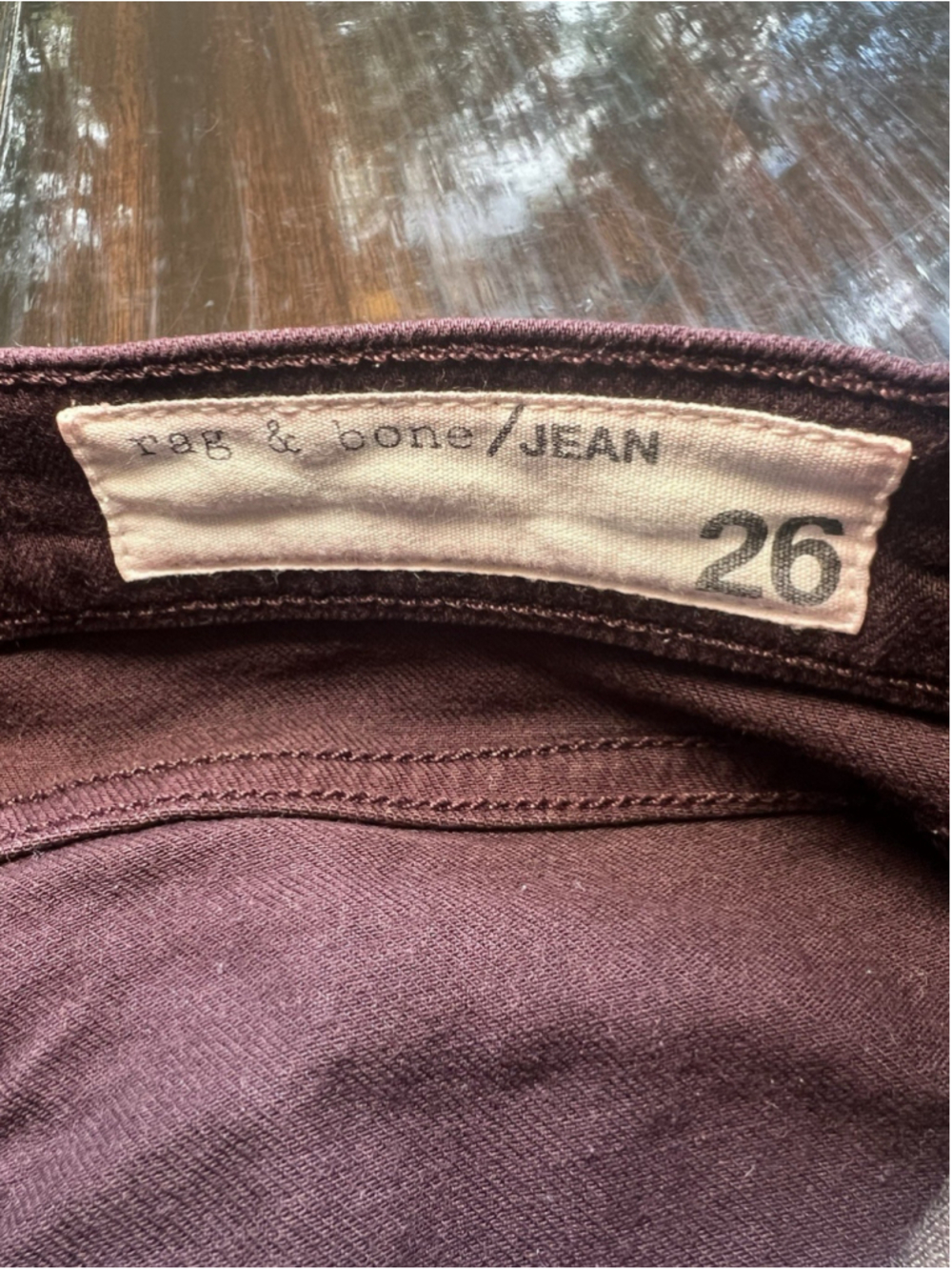 RAG & BONE Jeans Burgundy Slim Fit Boyfriend Stretch Modern Women’s Size 26 - Picture 14 of 15